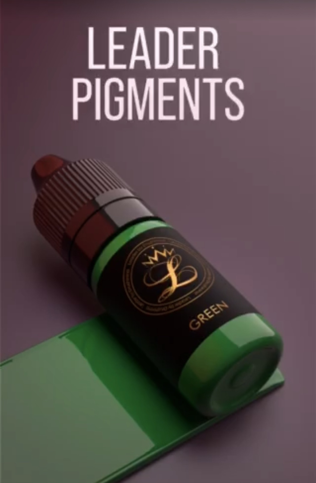 Leader / Пігмент для татуажу / Green / 10 мл (Розпродаж. Придатний до 02.25, для тренувань на штучній шкірі)