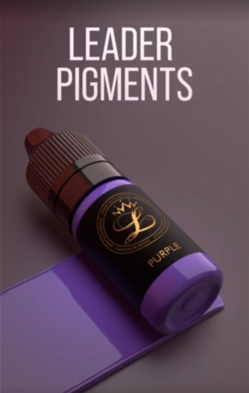 Leader / Пігмент для татуажу / Purple / 10 мл (Розпродаж. Придатний до 02.25, для тренувань на штучній шкірі)