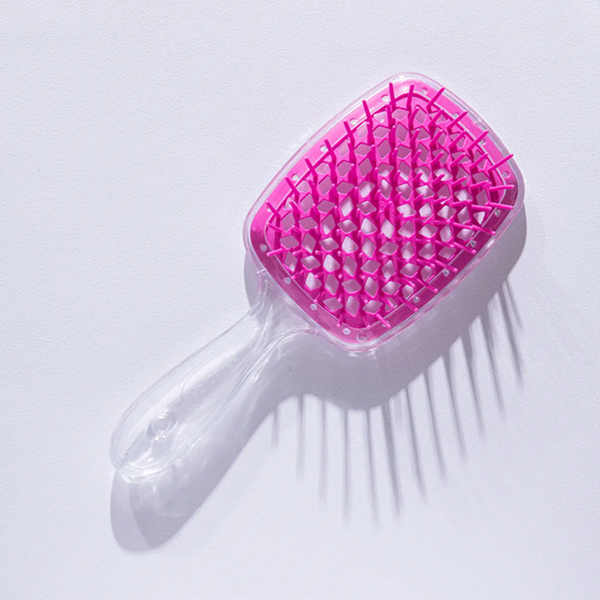 Hollow Comb / Гребінець для волосся Superbrush Plus / Прозорий з малиновим