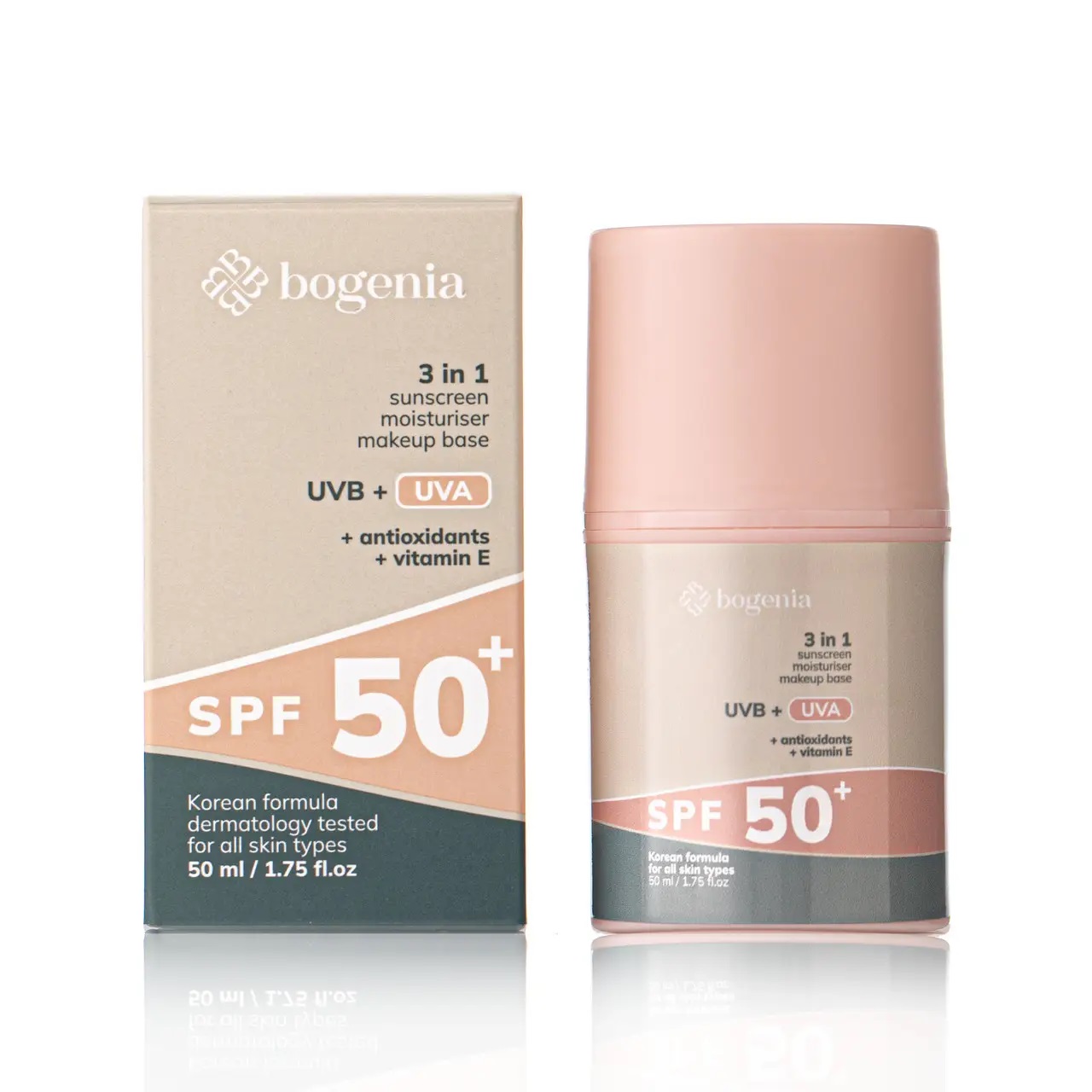 Bogenia / Сонцезахисний крем для обличчя / Sunscreeen Face Cream SPF 50+ / BG422 №001