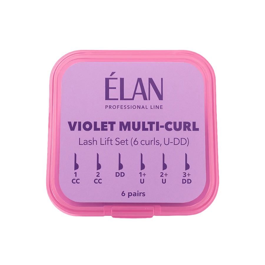 Elan / Комплект силіконових валиків для ламінування / VIOLET MULTI-CURL / з вигинами U-DD