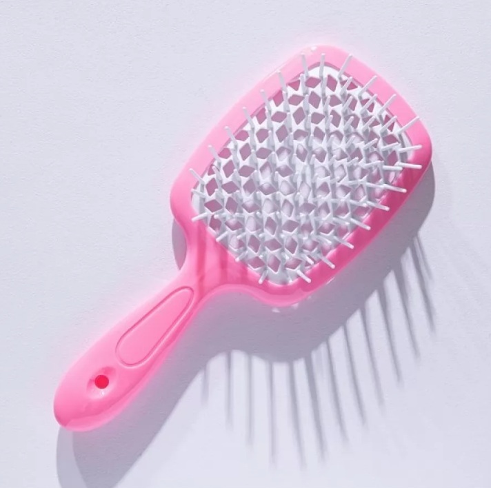 Hollow Comb / Гребінець для волосся Superbrush Plus / Рожевий з білим