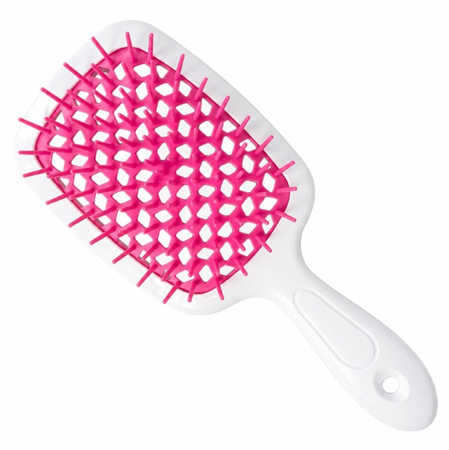 Hollow Comb / Гребінець для волосся Superbrush Plus / Білий з малиновим