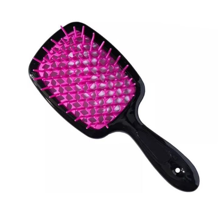 Hollow Comb / Гребінець для волосся Superbrush Plus / Чорна з рожевим