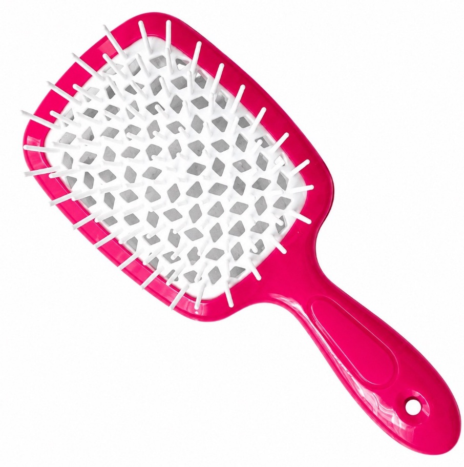 Hollow Comb / Гребінець для волосся Superbrush Plus / Малиновий з білим