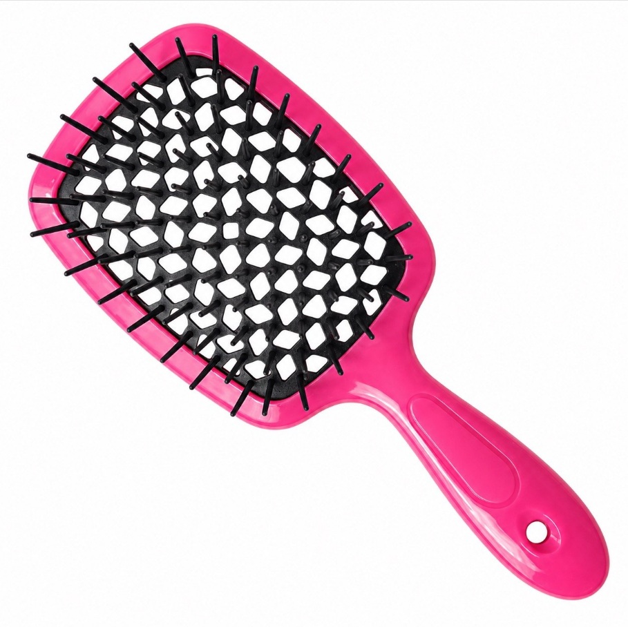 Hollow Comb / Гребінець для волосся Superbrush Plus / Малиновий з чорним