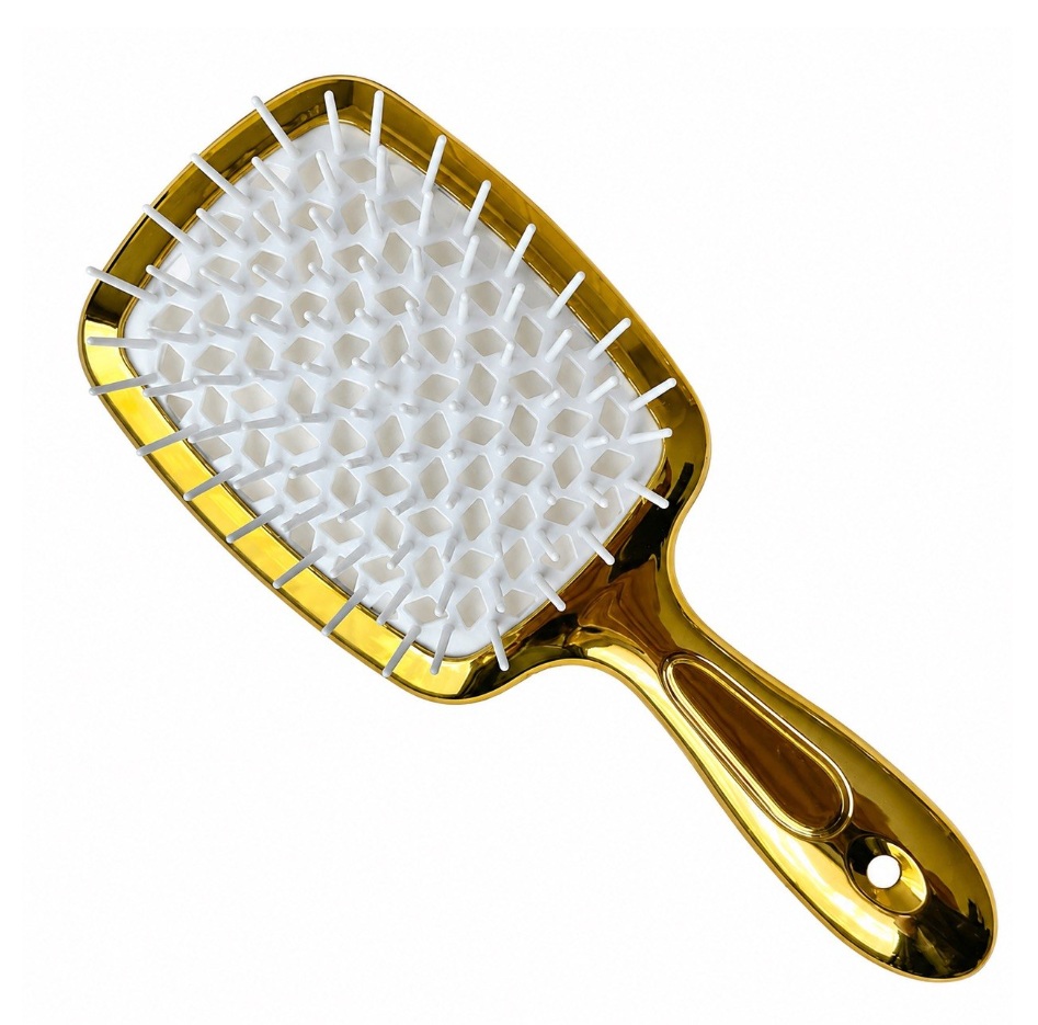 Hollow Comb / Гребінець для волосся Superbrush Plus / Золото з білим Chrome
