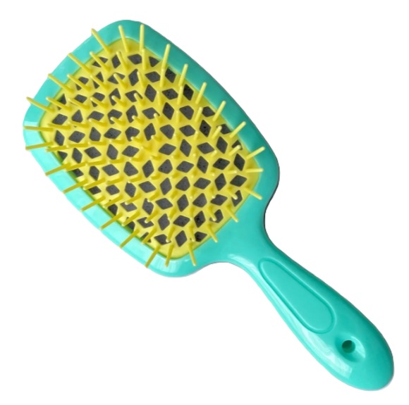 Hollow Comb / Гребінець для волосся Superbrush Plus / М'ятна з жовтим