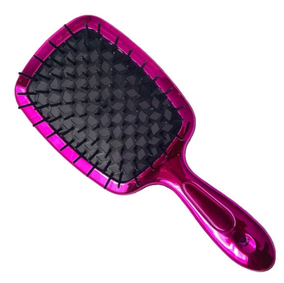 Hollow Comb / Гребінець для волосся Superbrush Plus / Малиновий з чорним  Chrome