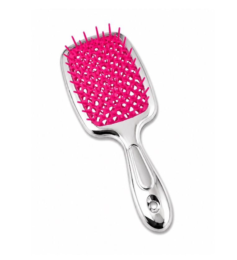 Hollow Comb / Гребінець для волосся Superbrush Plus / Срібна з малиновим Chrome
