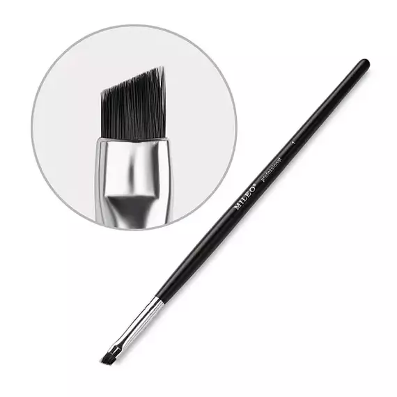 Mileo / Пензлик для брів скошений №1 (чорна ручка)