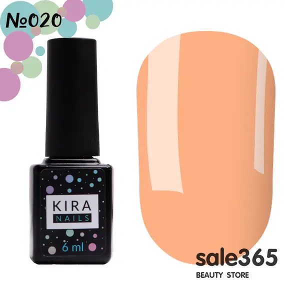 KIRA Nails / Гель-лак №020 (рожево-персиковий, неоновий) / 6 мл (Розпродаж. Термін 14.07.24)