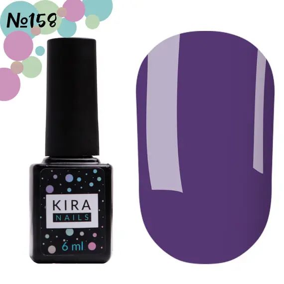 KIRA Nails / Гель-лак №158 (приглушений синій, емаль) / 6 мл (Розпродаж. Термін 30.08.24)
