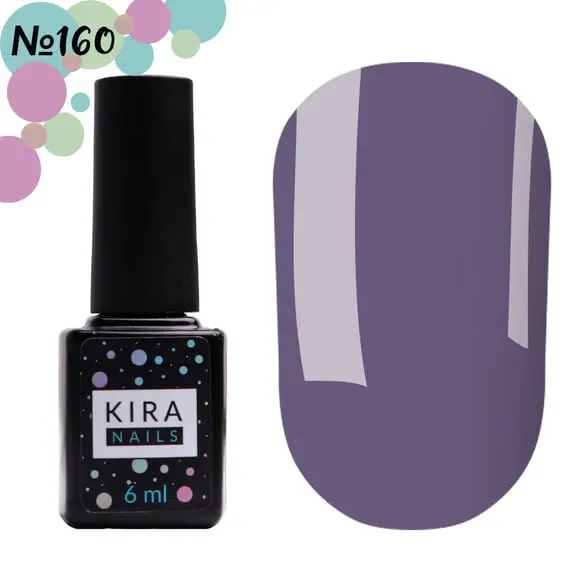 KIRA Nails / Гель-лак №160 ( пильний сіро-синій, емаль) / 6 мл (Розпродаж, до 05.11.23)