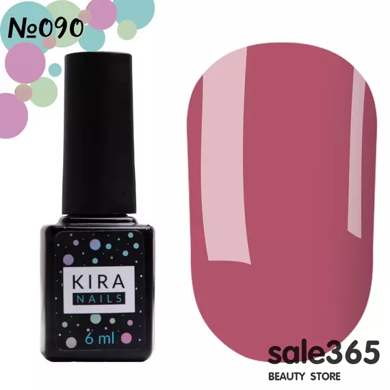 KIRA Nails / Гель-лак №090 (приглушений рожевий, емаль) / 6 мл (Розпродаж. Термін 16.09.24)