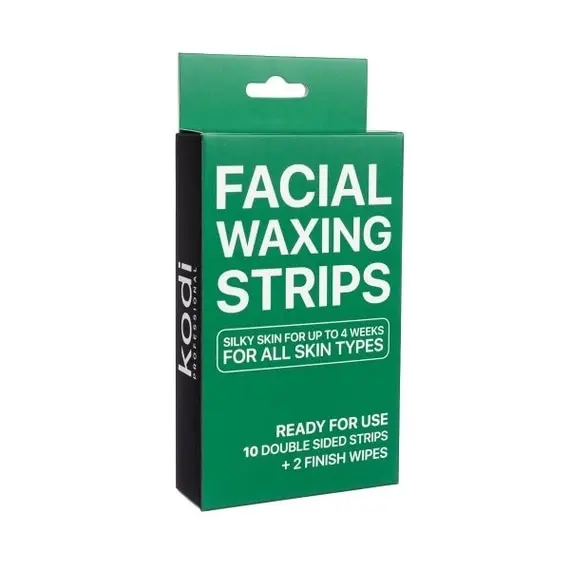 Kodi / Facial waxing strips / Воскові смужки для обличчя / 10 двосторонніх смужок+2 фінішні серветки
