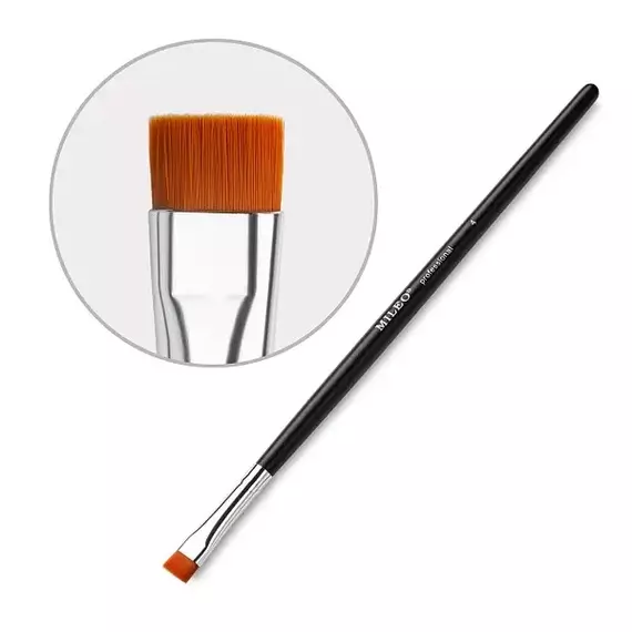 Mileo / Пензлик прямий для брів з рудим ворсом № 4 (чорна ручка)