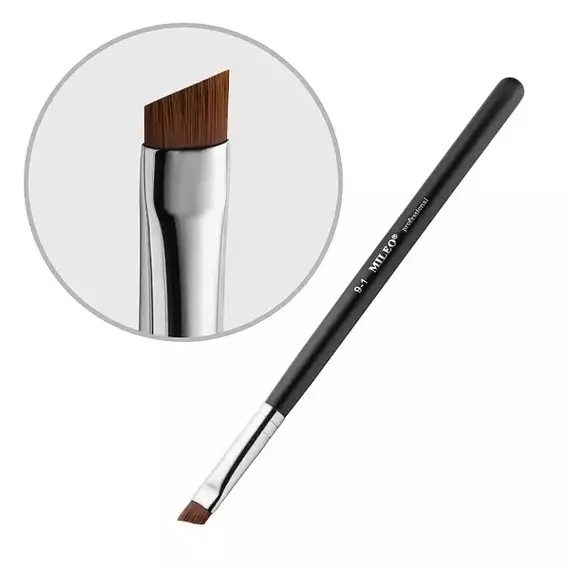 Mileo / Пензлик для брів скошений №9-1 (чорна ручка)