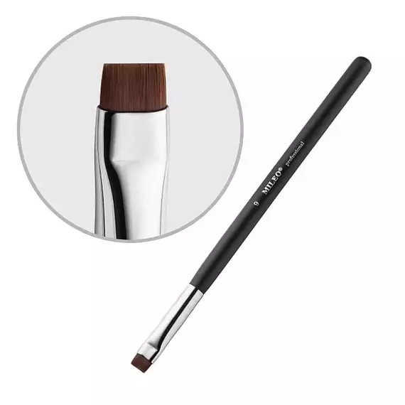 Mileo /  Пензлик для брів прямий №9 (чорна ручка)