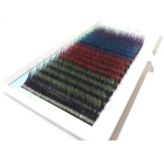 Вії Nagaraku / Чорні з кольоровими кінчиками / Омбре 4 кольори