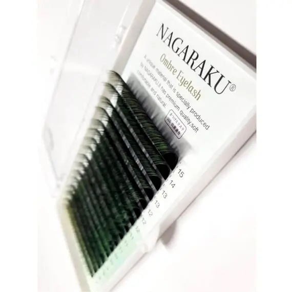 Вії Nagaraku / Омбре чорні з зеленими кінчиками