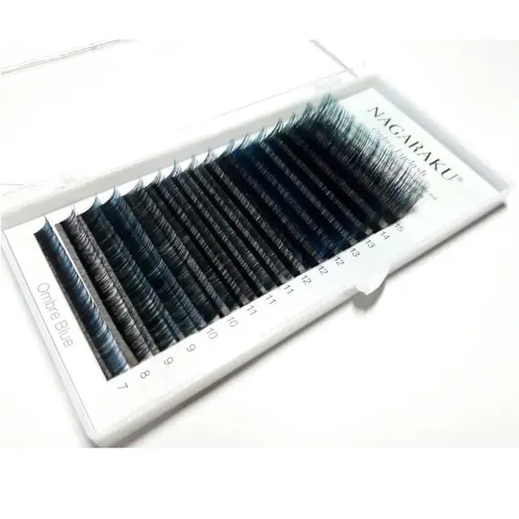 Вії Nagaraku / Омбре чорні з синіми кінчиками