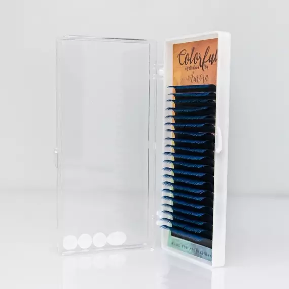 Вії Aurora Lashes Silk / Мікс / Чорні з синіми кінчиками