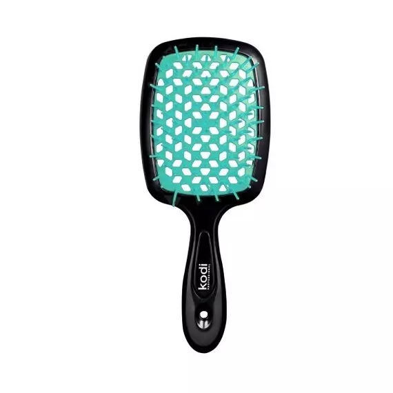 Kodi / Щітка для волосся / Soft Touch / чорна з бірюзовими зубцями
