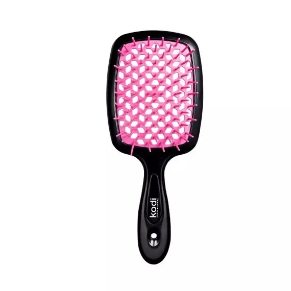 Kodi / Щітка для волосся / Soft Touch / чорна з рожевими зубцями