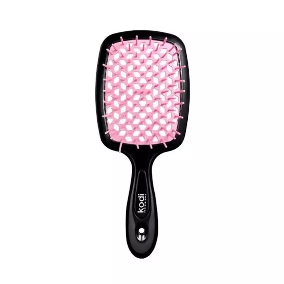 Kodi / Щітка для волосся / Soft Touch / чорна з світло-рожевими зубцями