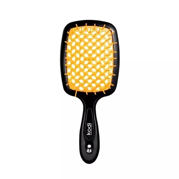 Kodi / Щітка для волосся / Soft Touch / чорна з помаранчевими зубцями