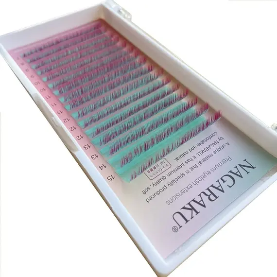 Вії Nagaraku / Омбре Neon / бірюзово-малиновий