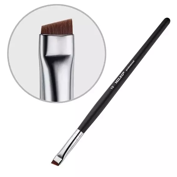 Mileo / Пензлик для брів скошений №10 (чорна ручка)