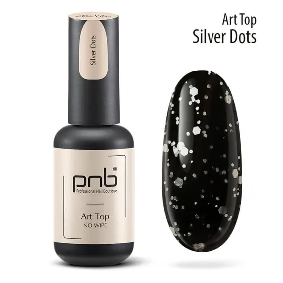 PNB / Art Top / Silver Dots / прозрачный с серебристыми фигурами / 8 мл