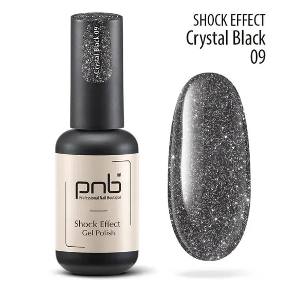 PNB / Гель лак / Shock Effect 09 Crystal black / 8 мл