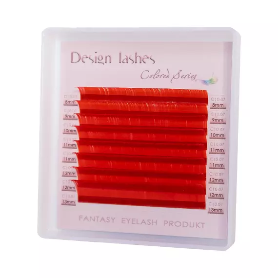 Вії кольорові Design Lashes / Червоні / Мікс / 8 лінії
