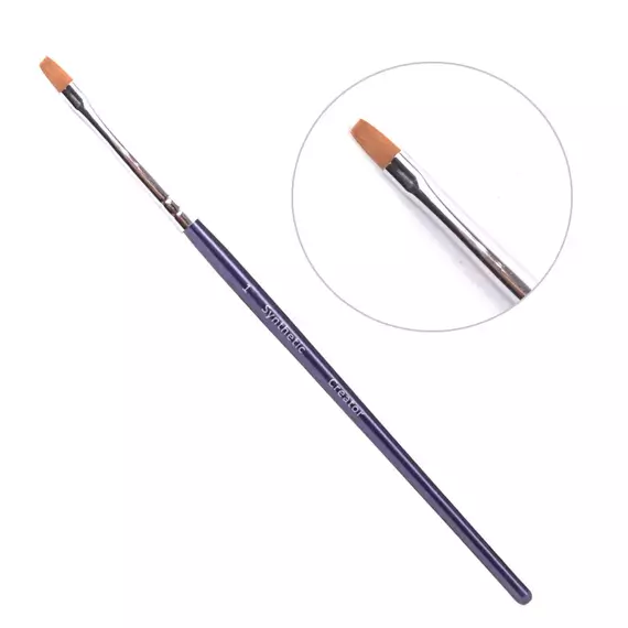 Creator / Пензлик для гелю (синтетика) плоский рівний №1