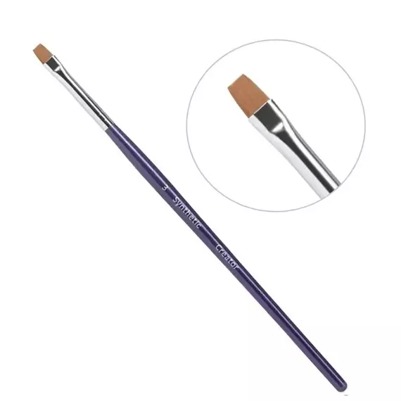 Creator / Пензлик для гелю (синтетика) плоский рівний №3