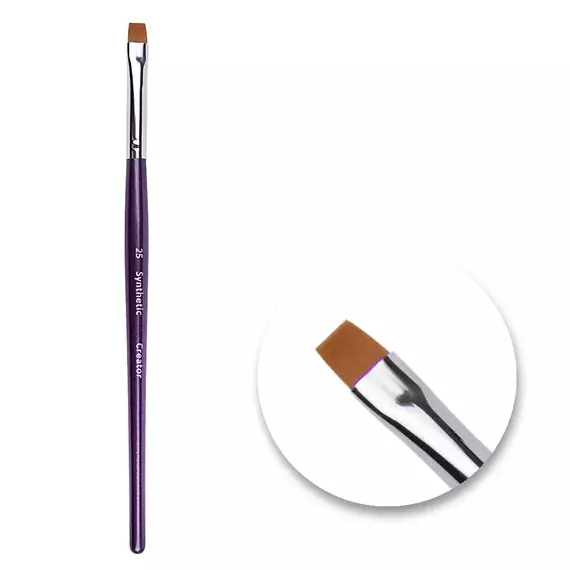 Creator / Пензлик для гелю (синтетика) плоский рівний №25