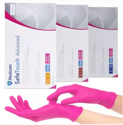 Medicom / SafeTouch Advanced Magenta / Нітрилові рукавички / малинові / 100 шт/уп