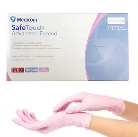 Medicom / SafeTouch Extend Pink / Нітрилові рукавички / рожеві / 100 шт/уп