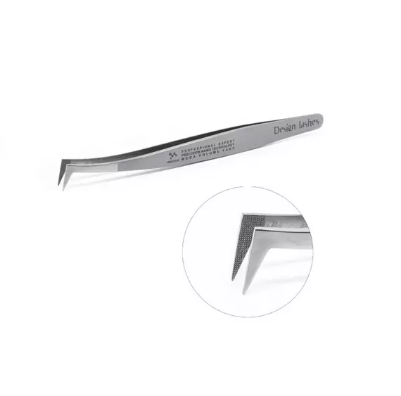 Design Lashes  / Пінцет сокирка з Nano напиленням / сатін