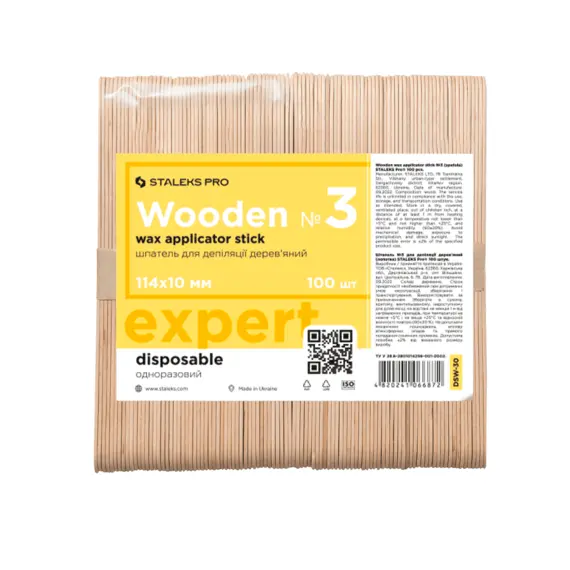 Staleks / Шпатель №3 дерев'яний для депіляції (вузький) / DSW-30 / 100 шт/уп