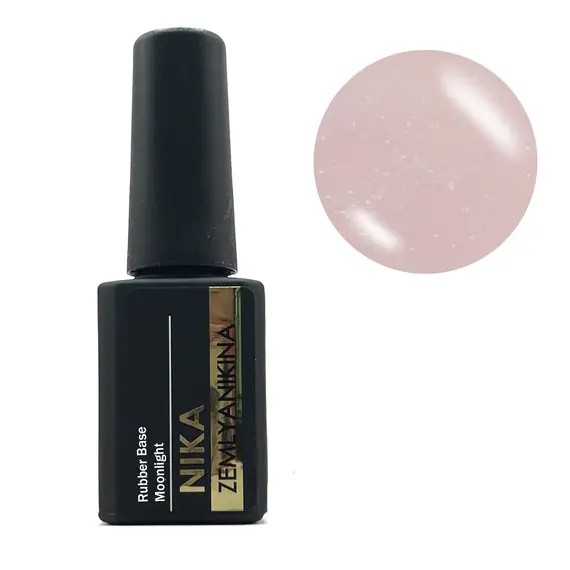 Nika Zemlyanikina / Rubber Base Moonlight / Рожево-бежевий з срібно-білим шимером / 15мл