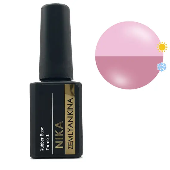 Nika Zemlyanikina / Rubber Base Termo 1 / (Холод) чайна троянда, (тепло) ніжно- рожевий / 15мл