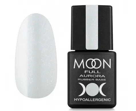 MOON FULL / Aurora Shimmer Rubber Base №2001 / білий з дрібним шимером