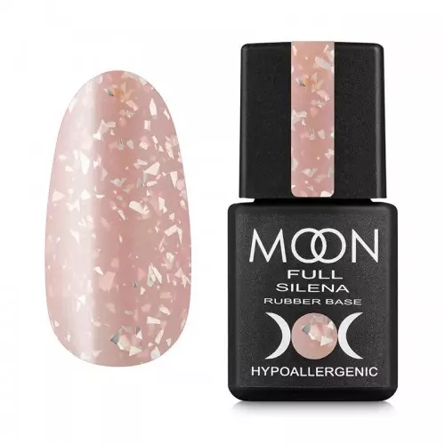 MOON FULL / SILENA POTAL RUBBER BASE №2033 / персиково-бежевий із сріблястою поталлю
