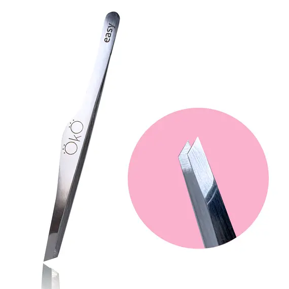 OKO / Пінцет скошений 02 / м'який / Easy Touch (ручне заточування)