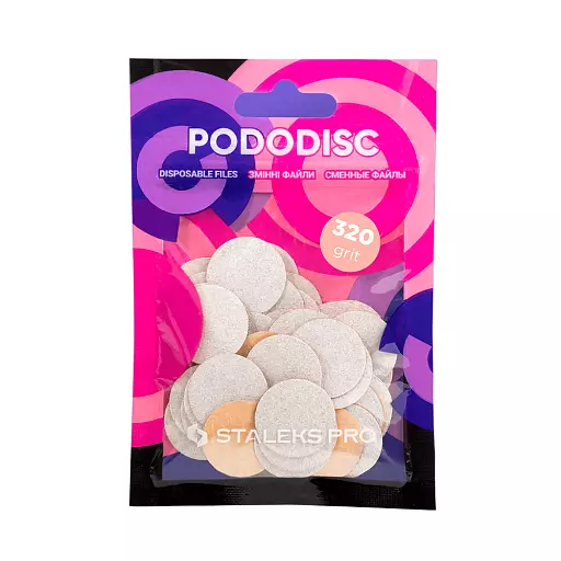 Staleks / Змінні файли білі для педикюрного диска / PODODISC / M 320 грит / 50 шт/уп