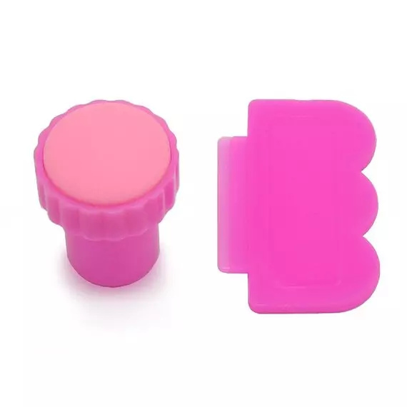 Штапм та скрапер для стемпінгу / маленький (рожевий)